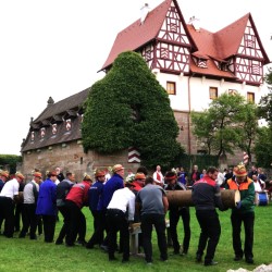Aufstellen des Kirchweihbaums im Schlossgarten 1